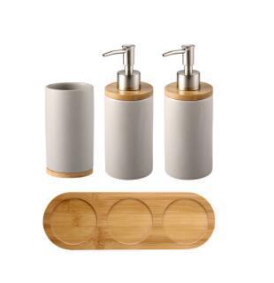 Uptown Vibez 4PCS 2 Bamboo Lux Bathroom Accessories Set