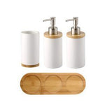 Uptown Vibez 4PCS Bamboo Lux Bathroom Accessories Set