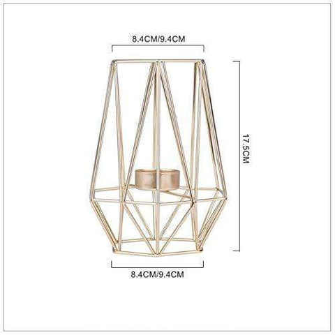 Uptown Vibez Gold Modern Geomatric Cage Candle Holder
