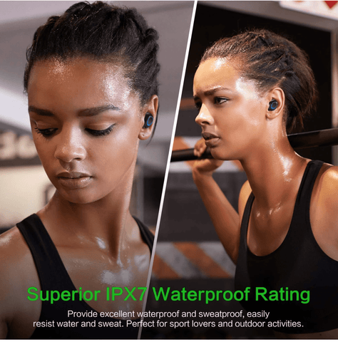 HIFI WATERPROOF TOUCH CONTROL HEADSET - BLUETOOTH 5.0 EARPHONES WIRELESS EARBUDS WITH POWER BOX FOR SWIMMERS SPORTS/GAMES