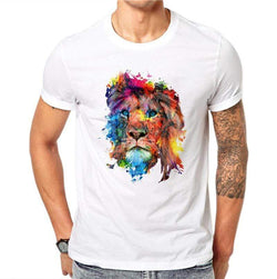 Men's Colorful Lion Design T Shirt