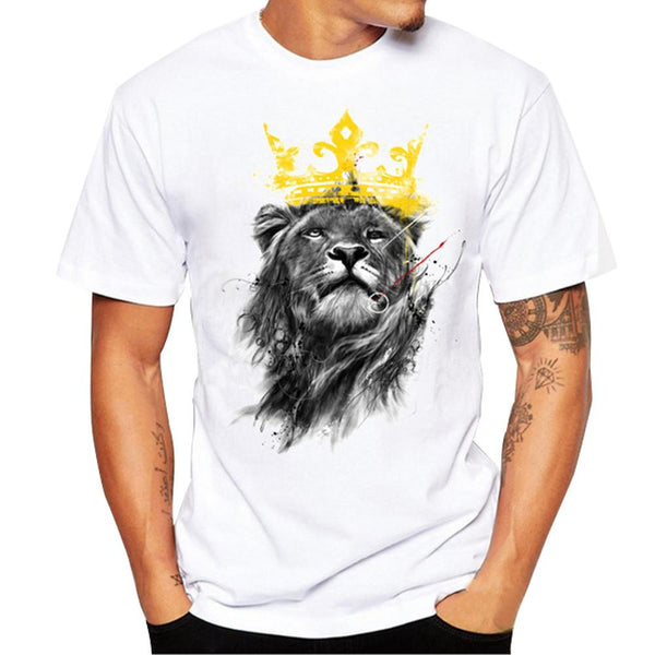 Men's Crowned Lion Printed T Shirt