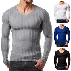 Men Slim Fit Pullover V Neck Sweater