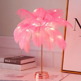 Uptown Vibez Pink Feather Shade LED Desk Lamp