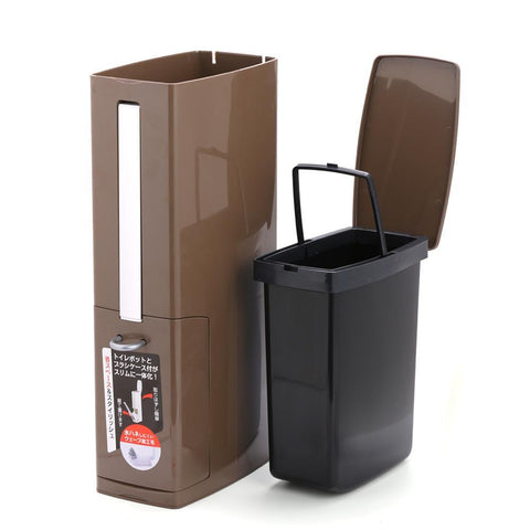 Plastic Trash Can with Toilet Brush